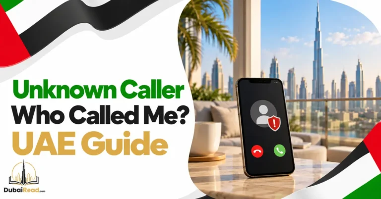 Unknown Caller Who Called Me? guide featuring a smartphone with a generic incoming-call silhouette and shield icon