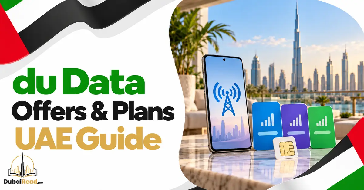 du Data Offers & Plans guide featuring a smartphone with a large mobile-data icon and three abstract plan cards