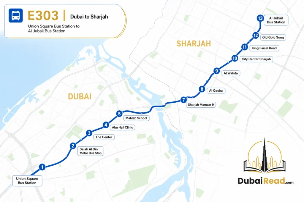 E303 Union to Sharjah Bus route