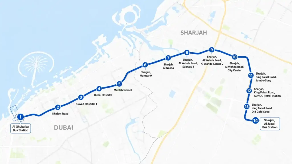 E306 Al Ghubaiba to Sharjah Bus Timings
