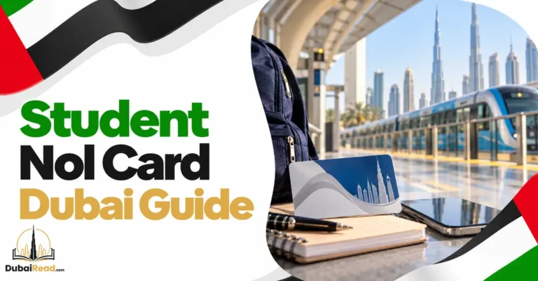 Student Nol Card guide featuring a generic transit card and smartphone beside a student's backpack and notebook