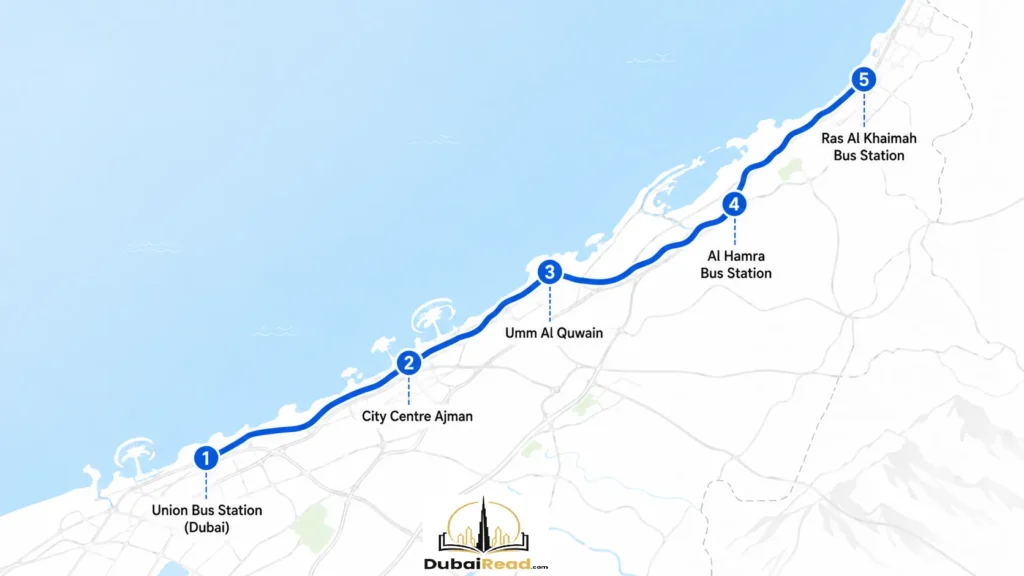 Dubai to Ras Al Khaimah Bus Route