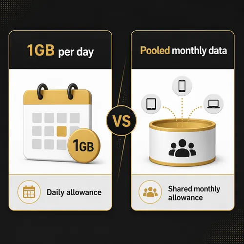 Illustration comparing daily allowances with a pooled data allocation